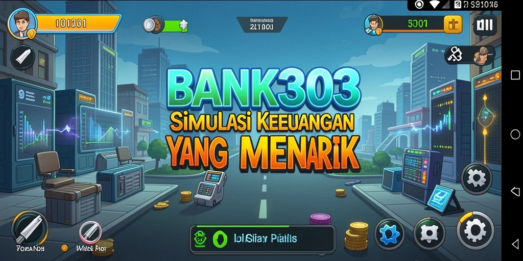 Screenshot gameplay BANK303 yang menunjukkan dinamika pengelolaan keuangan.