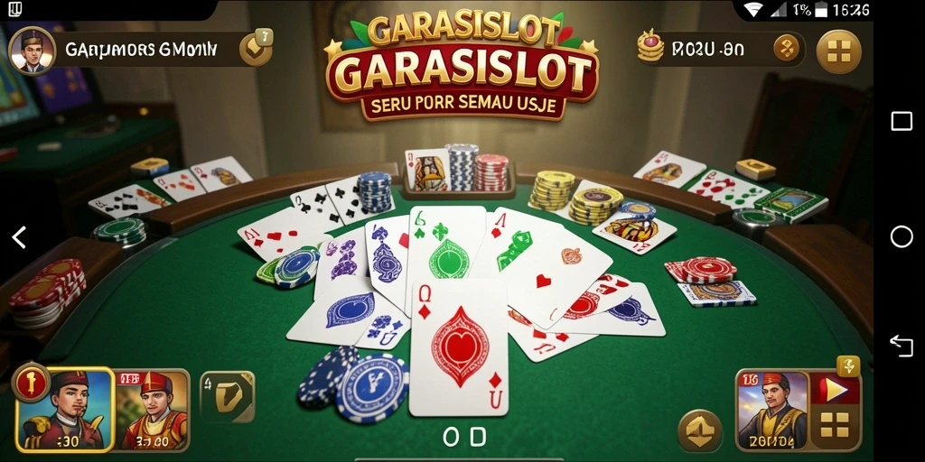 Gameplay seru <strong>GARASISLOT</strong> yang menampilkan pertarungan cerdas antar pemain Gaple.