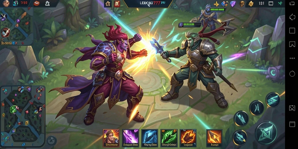 Screenshot LENGKAP777 menampilkan pertarungan seru antar tim dalam arena.