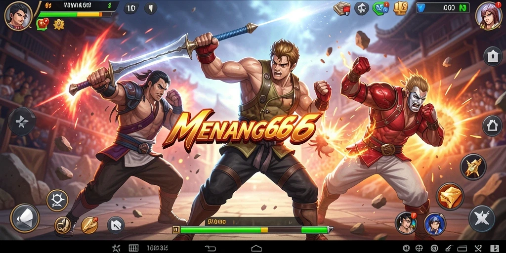 Tampilan gameplay MENANG666 dengan aksi pertarungan yang mendebarkan.