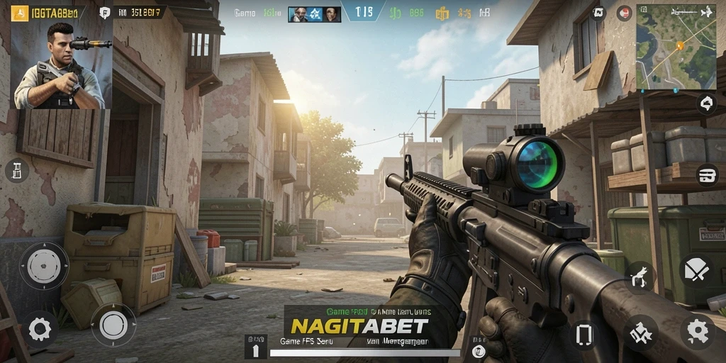 Tampilan screenshot gameplay NAGITABET yang menegangkan saat aksi tembak-menembak.