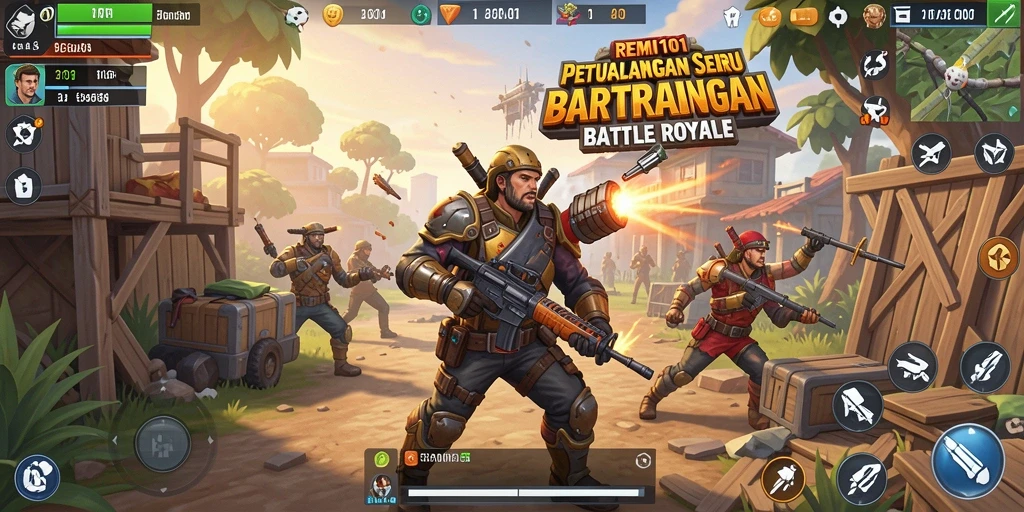 Screenshot yang menampilkan pertarungan seru dalam game Battle Royale.