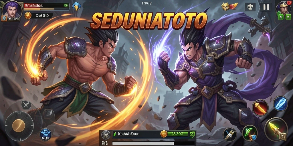 Screenshot gameplay SEDUNIATOTO menunjukkan aksi pertarungan yang mendebarkan.