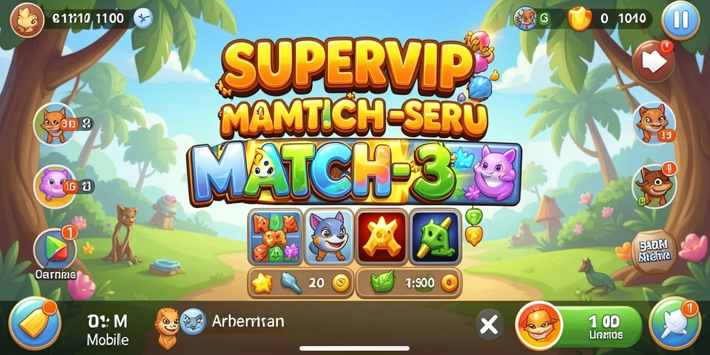 Gameplay seru dari SUPERVIP dengan kombinasi Match-3 yang menarik.